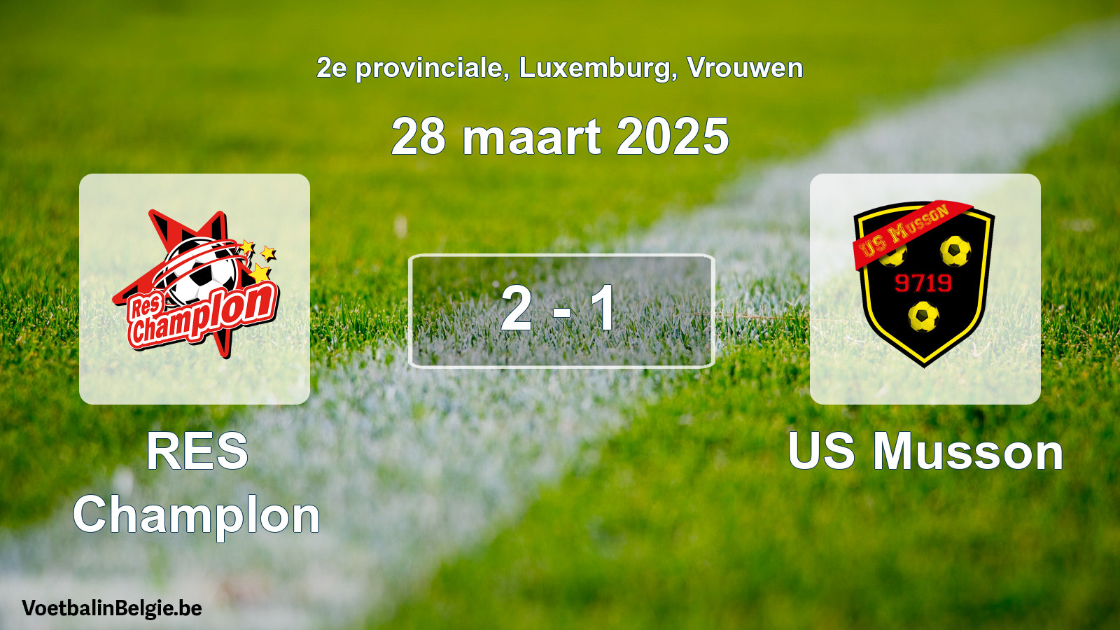 Gespeelde wedstrijd vrouwenvoetbal: RES Champlon - US Musson 2 - 1 (28 maart 2025)