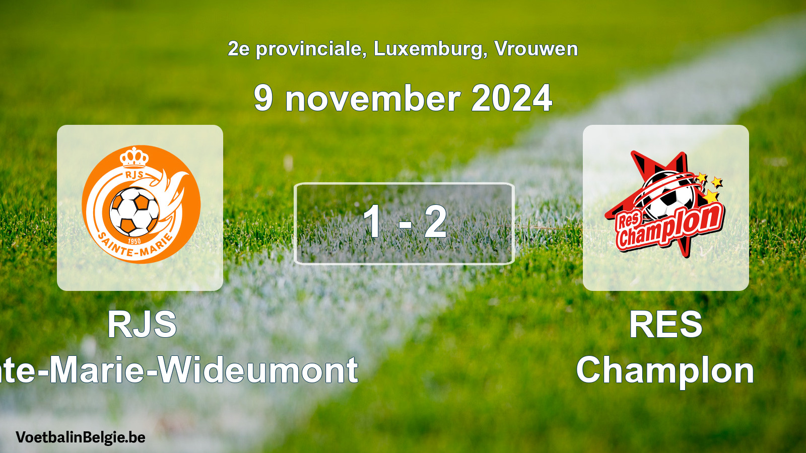 Gespeelde wedstrijd vrouwenvoetbal: RJS Sainte-Marie-Wideumont - RES Champlon 1 - 2 (9 november 2024)