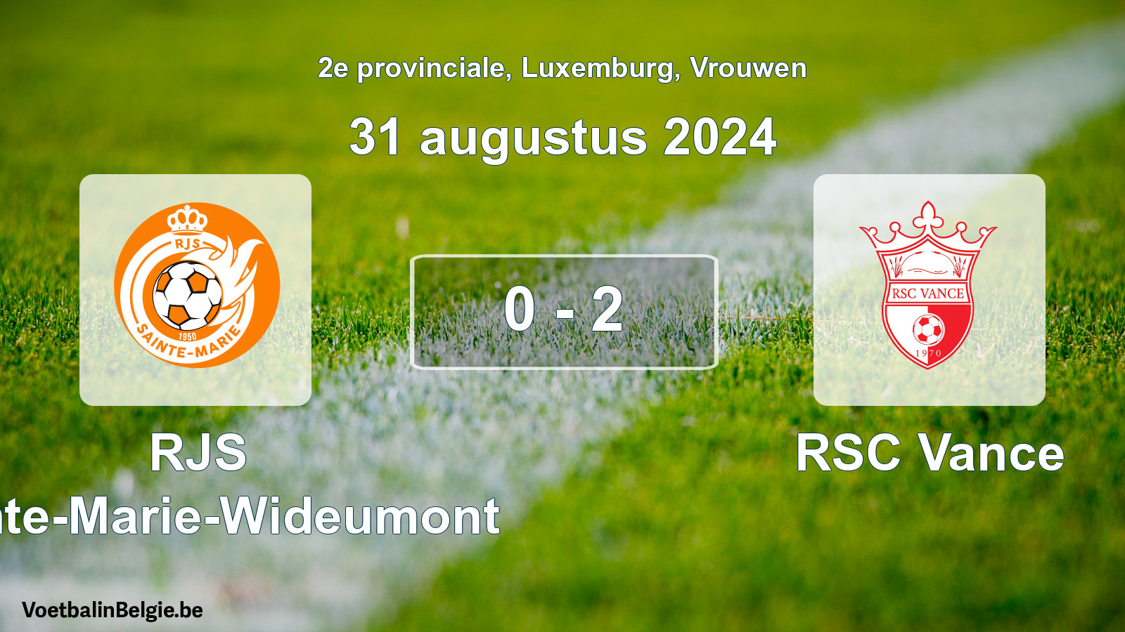 Gespeelde wedstrijd vrouwenvoetbal: RJS Sainte-Marie-Wideumont - RSC Vance 0 - 2 (31 augustus 2024)