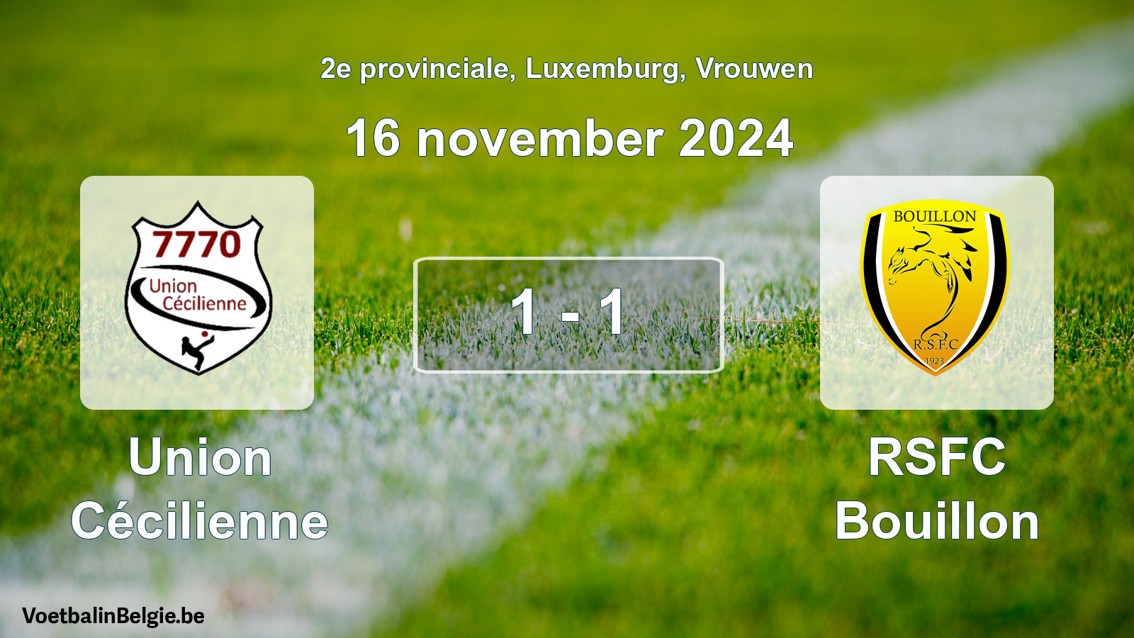 Gespeelde wedstrijd vrouwenvoetbal: Union Cécilienne - RSFC Bouillon 1 - 1 (16 november 2024)