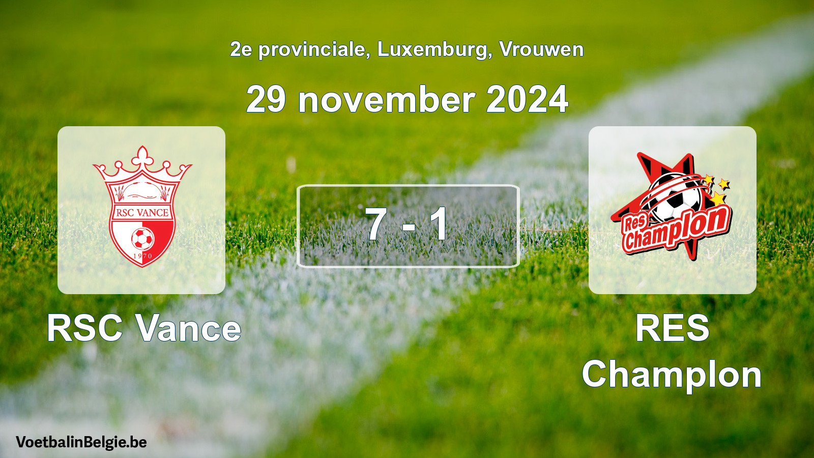 Gespeelde wedstrijd vrouwenvoetbal: RSC Vance - RES Champlon 7 - 1 (29 november 2024)