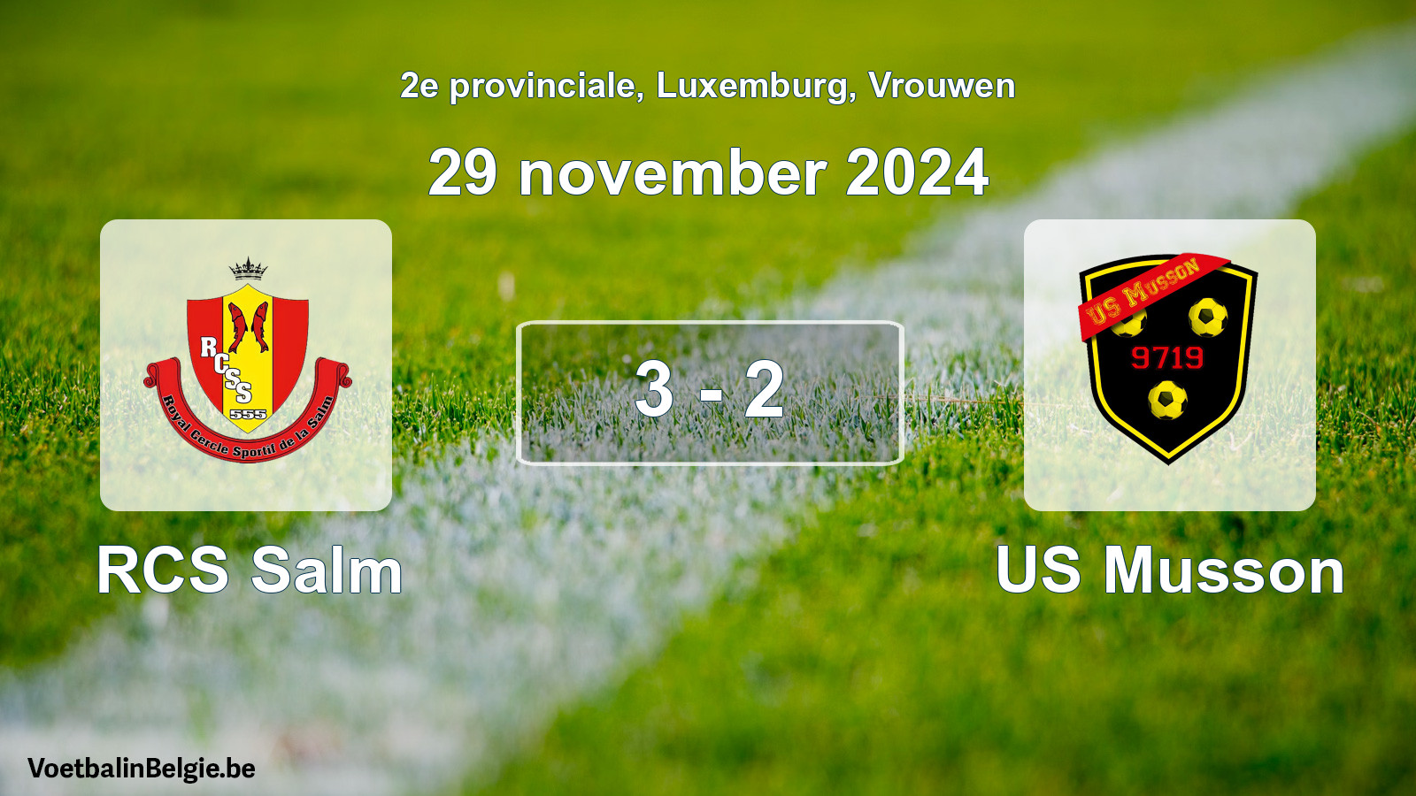 Gespeelde wedstrijd vrouwenvoetbal: RCS Salm - US Musson 3 - 2 (29 november 2024)