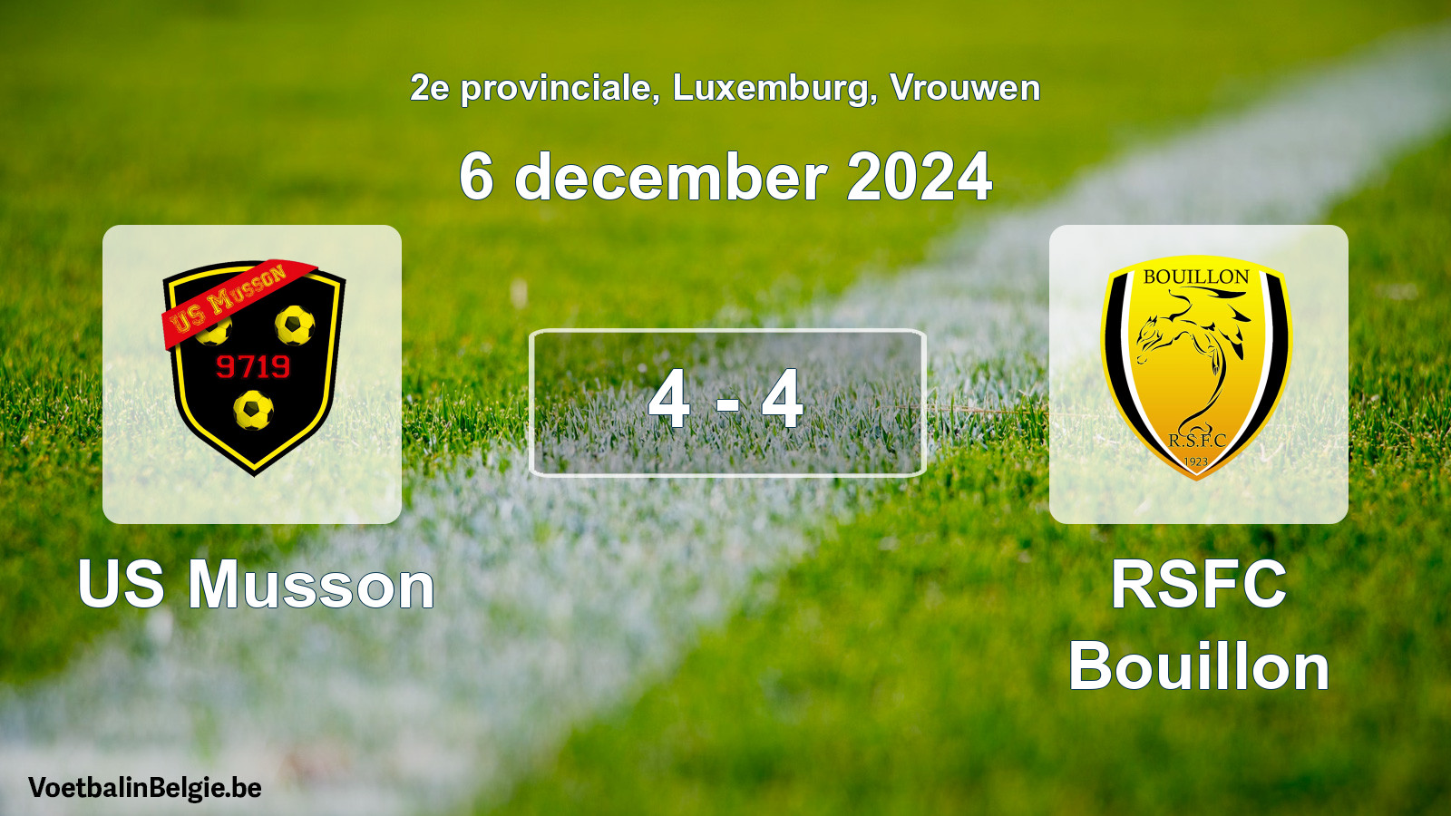 Gespeelde wedstrijd vrouwenvoetbal: US Musson - RSFC Bouillon 4 - 4 (6 december 2024)