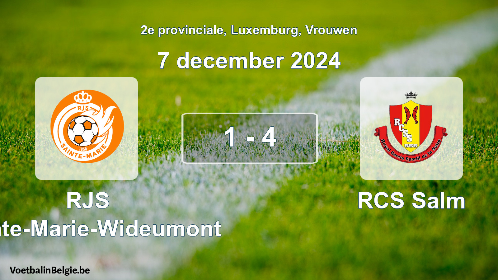Gespeelde wedstrijd vrouwenvoetbal: RJS Sainte-Marie-Wideumont - RCS Salm 1 - 4 (7 december 2024)