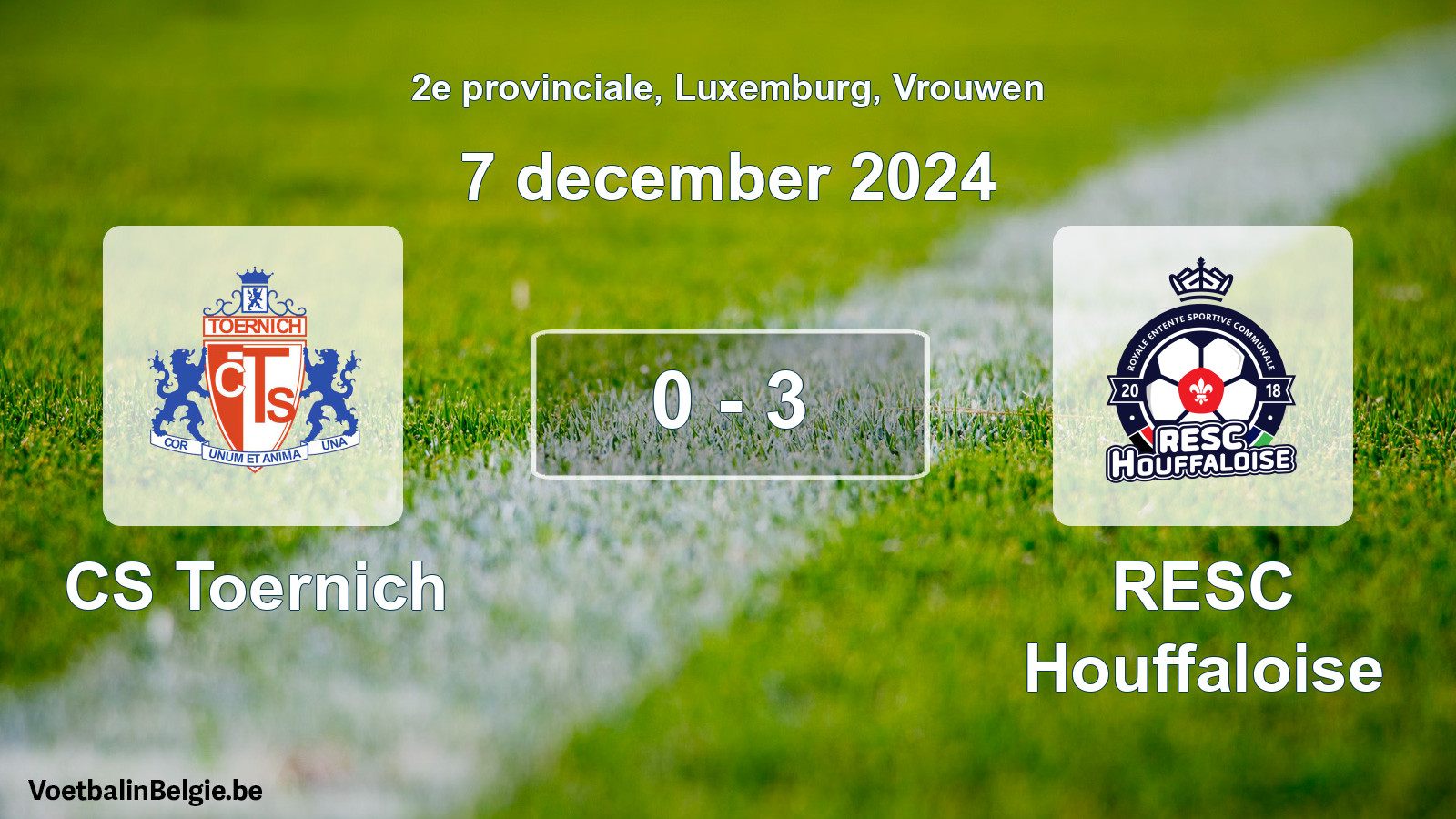 Gespeelde wedstrijd vrouwenvoetbal: CS Toernich - RESC Houffaloise 0 - 3 (7 december 2024)