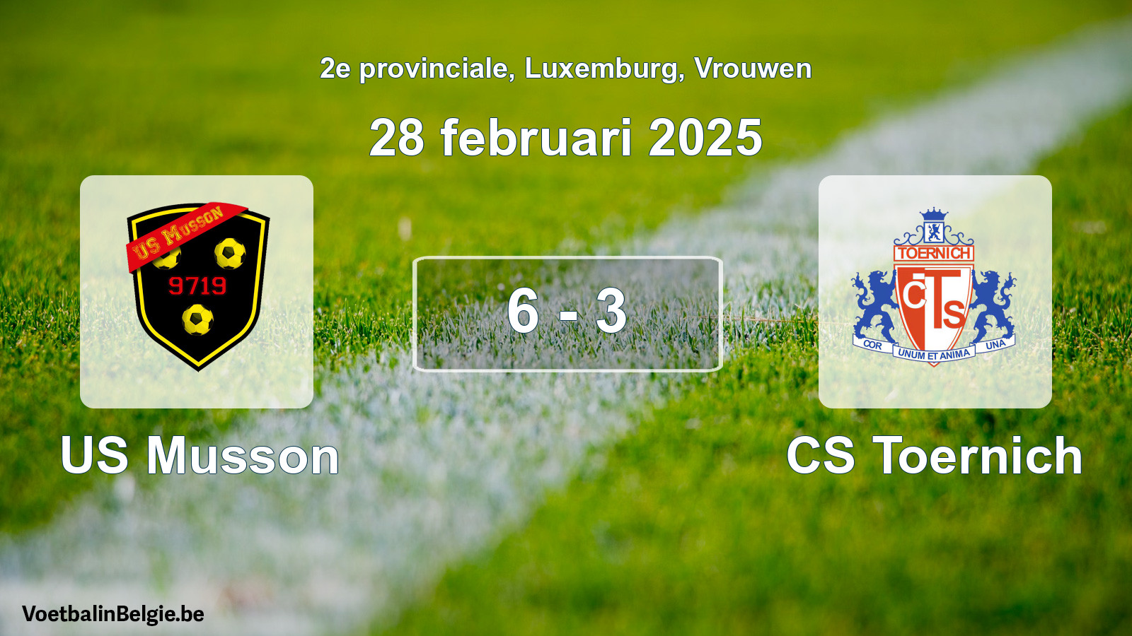 Gespeelde wedstrijd vrouwenvoetbal: US Musson - CS Toernich 6 - 3 (28 februari 2025)