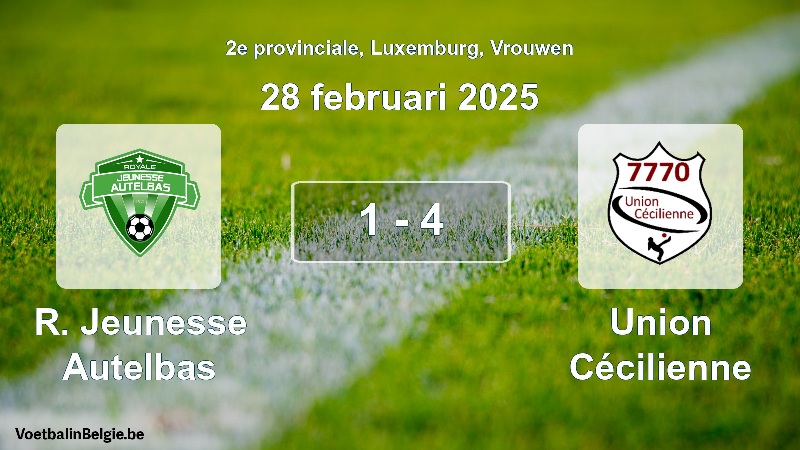Gespeelde wedstrijd vrouwenvoetbal: R. Jeunesse Autelbas - Union Cécilienne 1 - 4 (28 februari 2025)