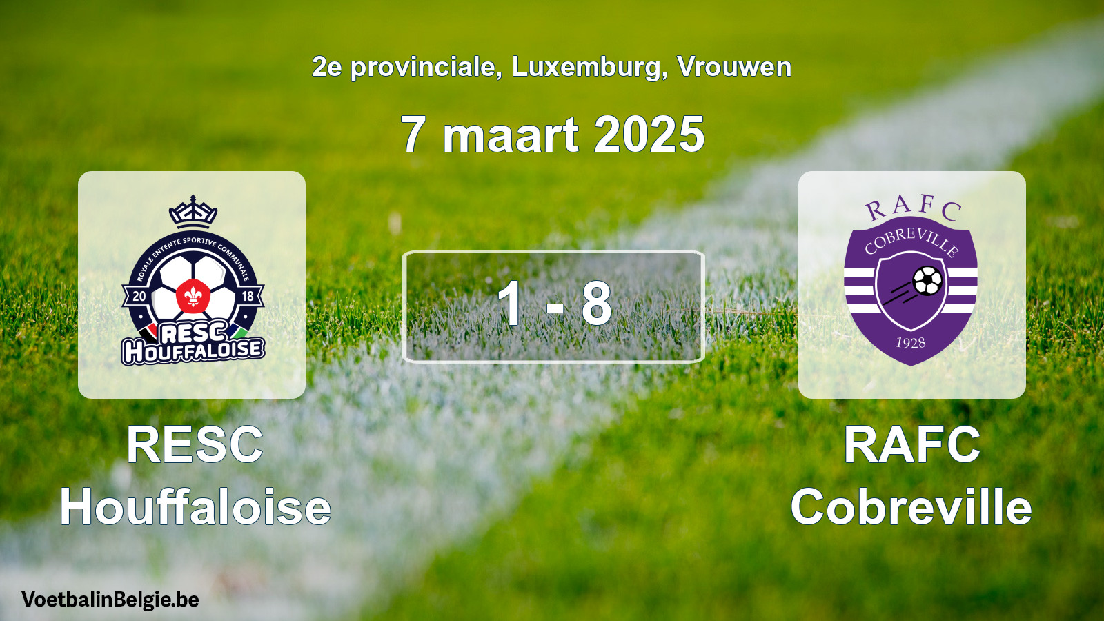 Gespeelde wedstrijd vrouwenvoetbal: RESC Houffaloise - RAFC Cobreville 1 - 8 (7 maart 2025)