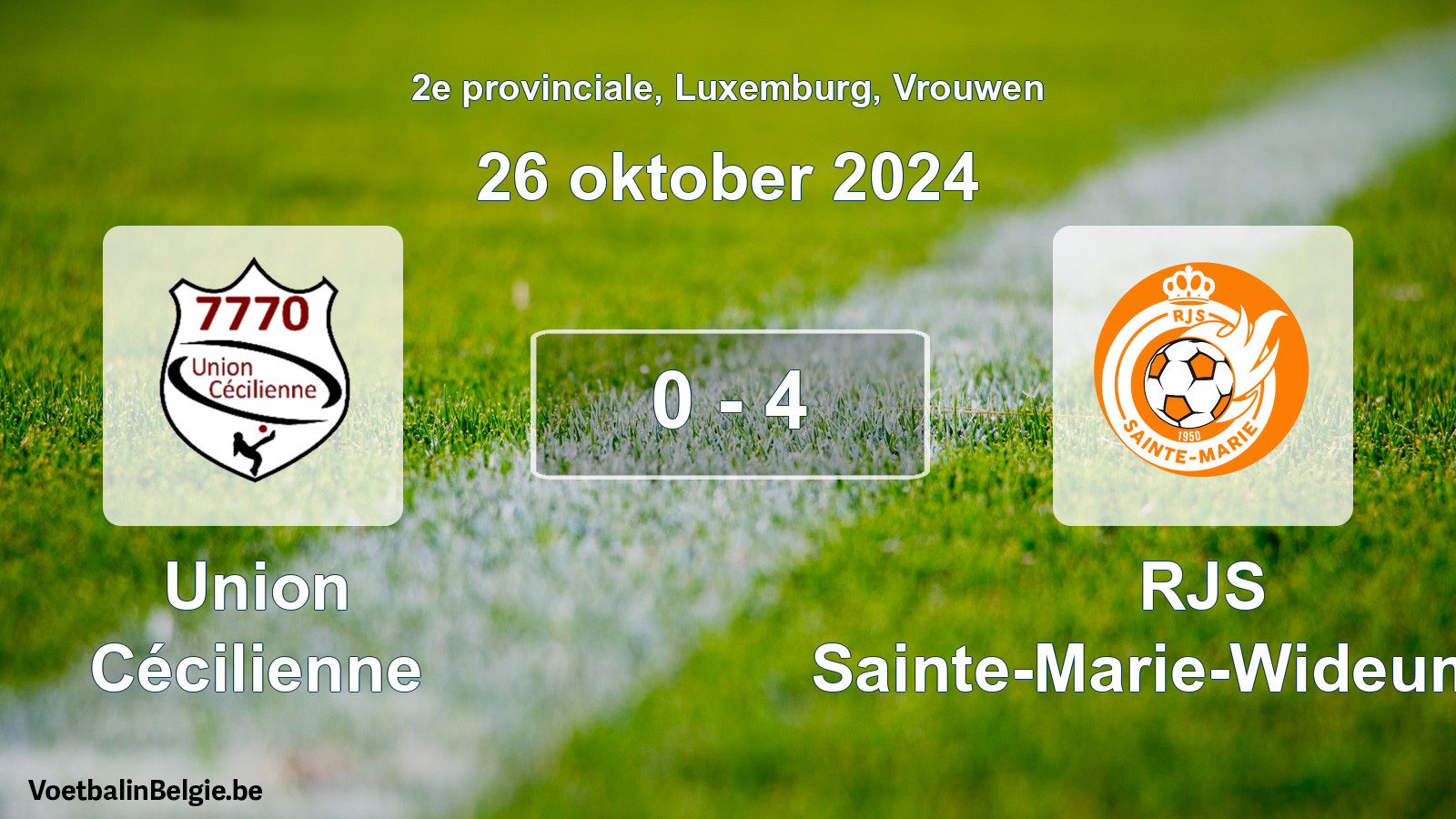 Gespeelde wedstrijd vrouwenvoetbal: Union Cécilienne - RJS Sainte-Marie-Wideumont 0 - 4 (26 oktober 2024)