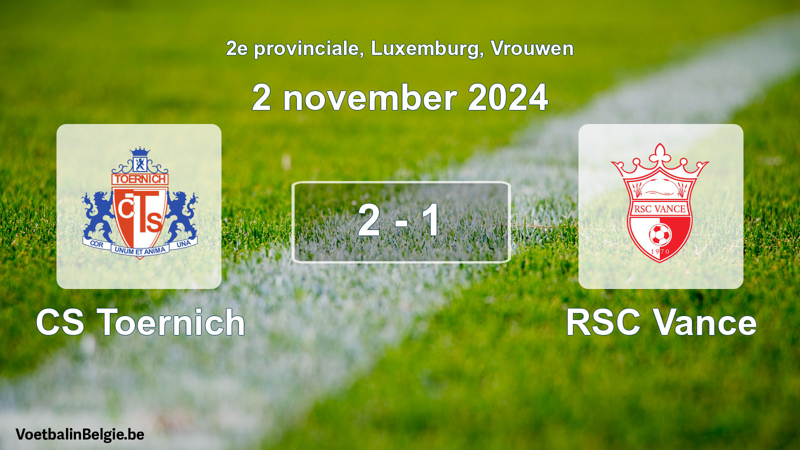 Match joué football femmes: CS Toernich - RSC Vance 2 - 1 (2 novembre 2024)