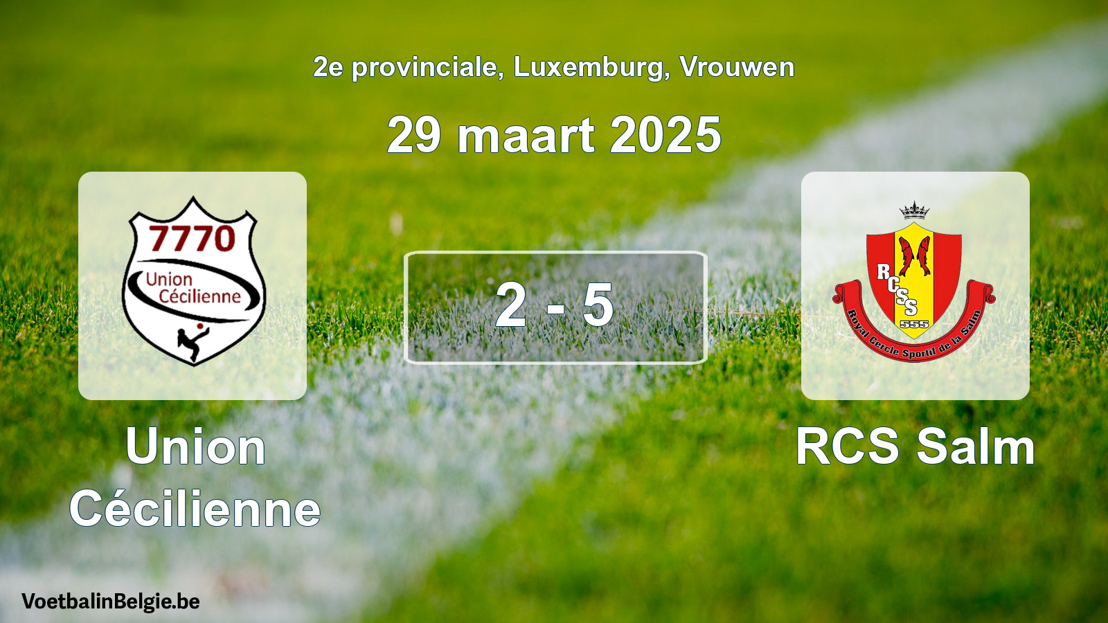Gespeelde wedstrijd vrouwenvoetbal: Union Cécilienne - RCS Salm 2 - 5 (29 maart 2025)