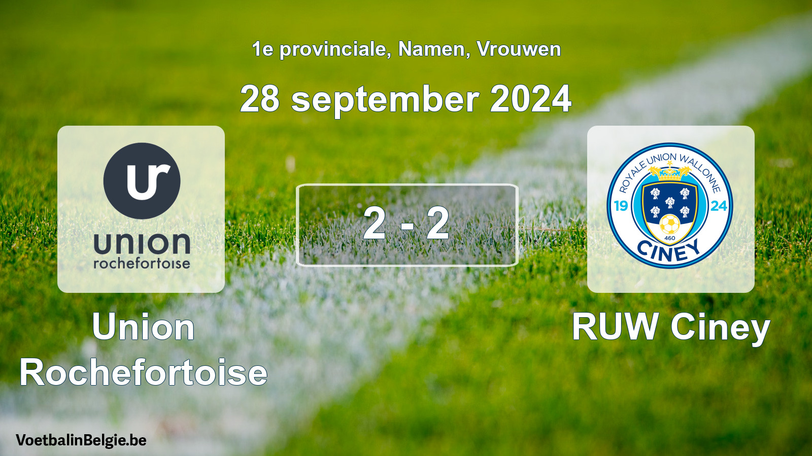 Gespeelde wedstrijd vrouwenvoetbal: Union Rochefortoise - RUW Ciney 2 - 2 (28 september 2024)