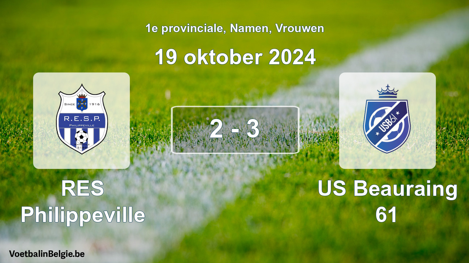 Gespeelde wedstrijd vrouwenvoetbal: RES Philippeville - US Beauraing 61 2 - 3 (19 oktober 2024)