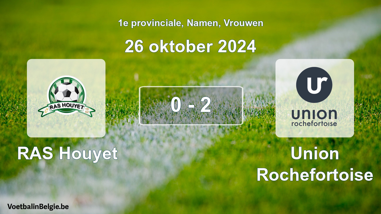 Gespeelde wedstrijd vrouwenvoetbal: RAS Houyet - Union Rochefortoise 0 - 2 (26 oktober 2024)