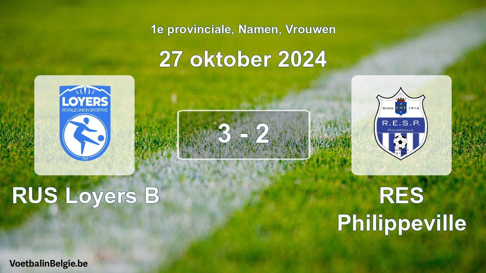 Gespeelde wedstrijd vrouwenvoetbal: RUS Loyers B - RES Philippeville 3 - 2 (27 oktober 2024)
