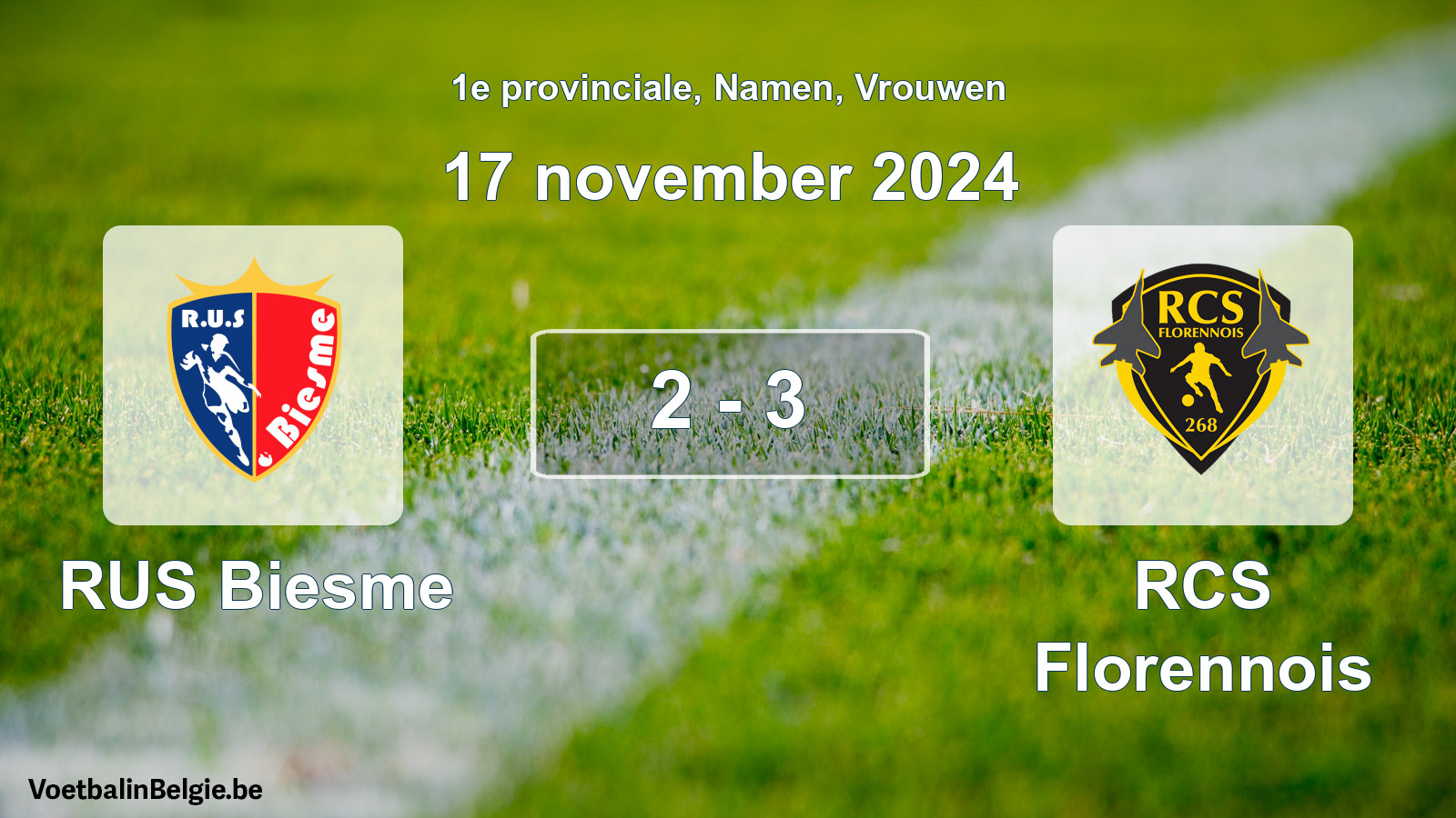 Gespeelde wedstrijd vrouwenvoetbal: RUS Biesme - RCS Florennois 2 - 3 (17 november 2024)