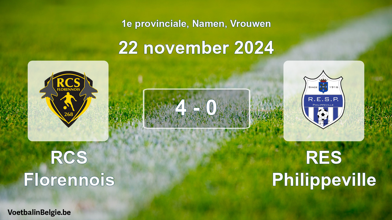 Gespeelde wedstrijd vrouwenvoetbal: RCS Florennois - RES Philippeville 4 - 0 (22 november 2024)