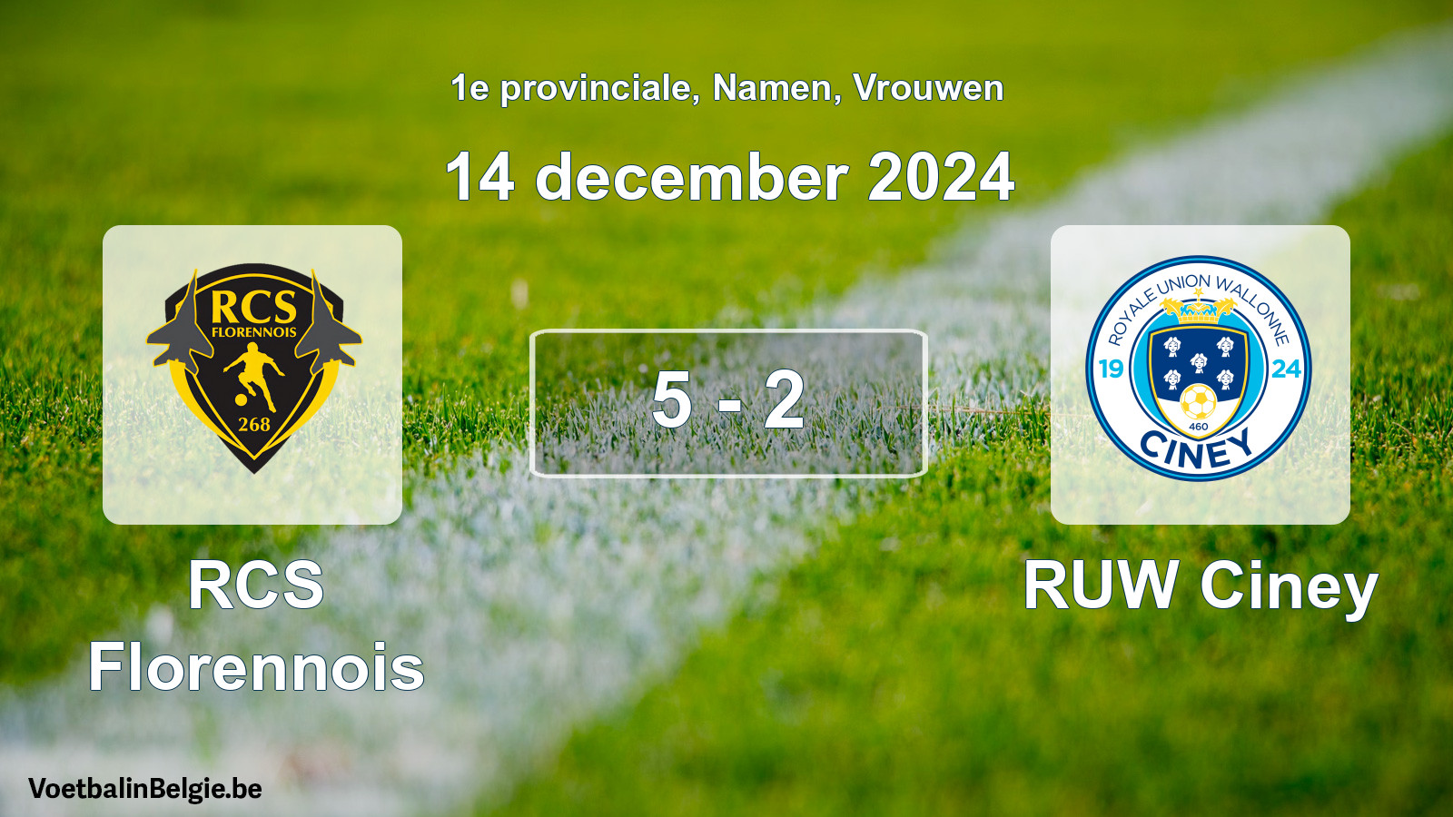 Gespeelde wedstrijd vrouwenvoetbal: RCS Florennois - RUW Ciney 5 - 2 (14 december 2024)
