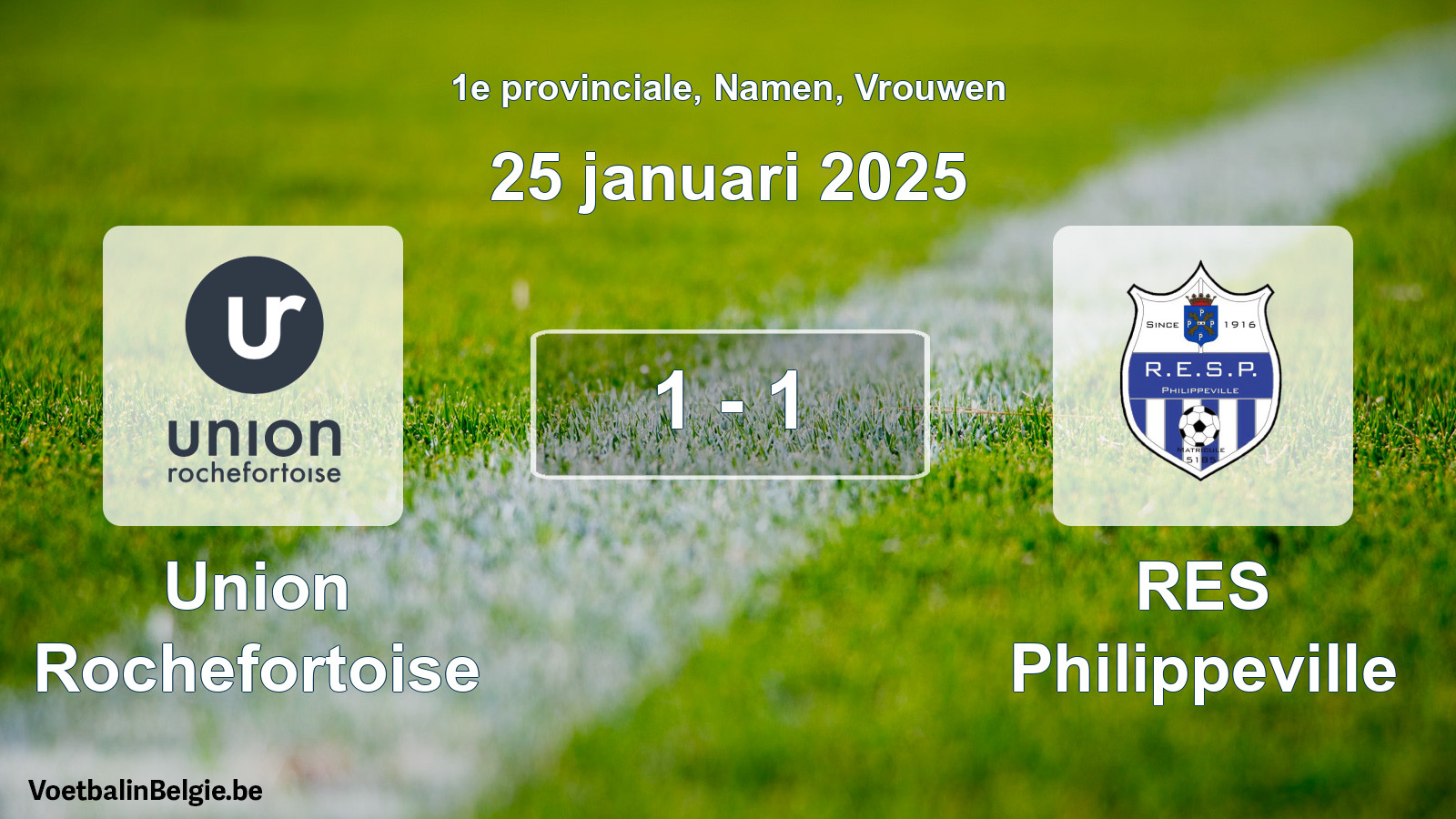Gespeelde wedstrijd vrouwenvoetbal: Union Rochefortoise - RES Philippeville 1 - 1 (25 januari 2025)