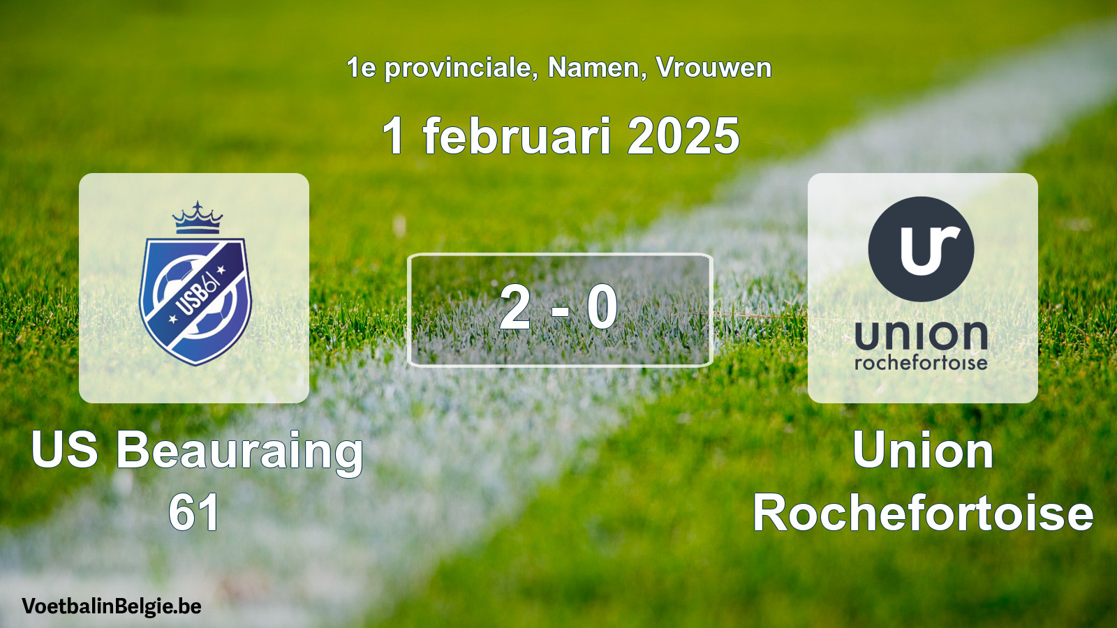 Gespeelde wedstrijd vrouwenvoetbal: US Beauraing 61 - Union Rochefortoise 2 - 0 (1 februari 2025)