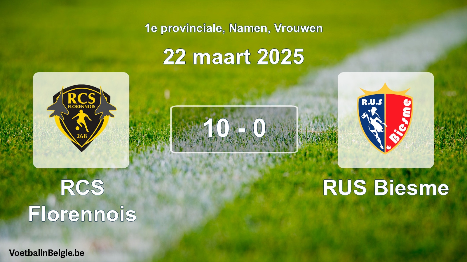 Played match women football: RCS Florennois - RUS Biesme 10 - 0 (22 March 2025)