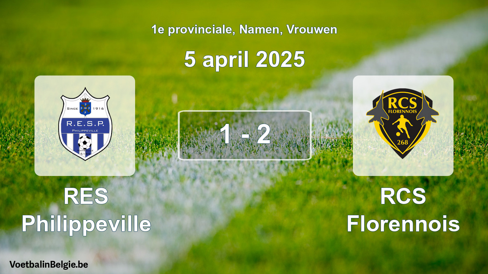 Gespeelde wedstrijd vrouwenvoetbal: RES Philippeville - RCS Florennois 1 - 2 (5 april 2025)