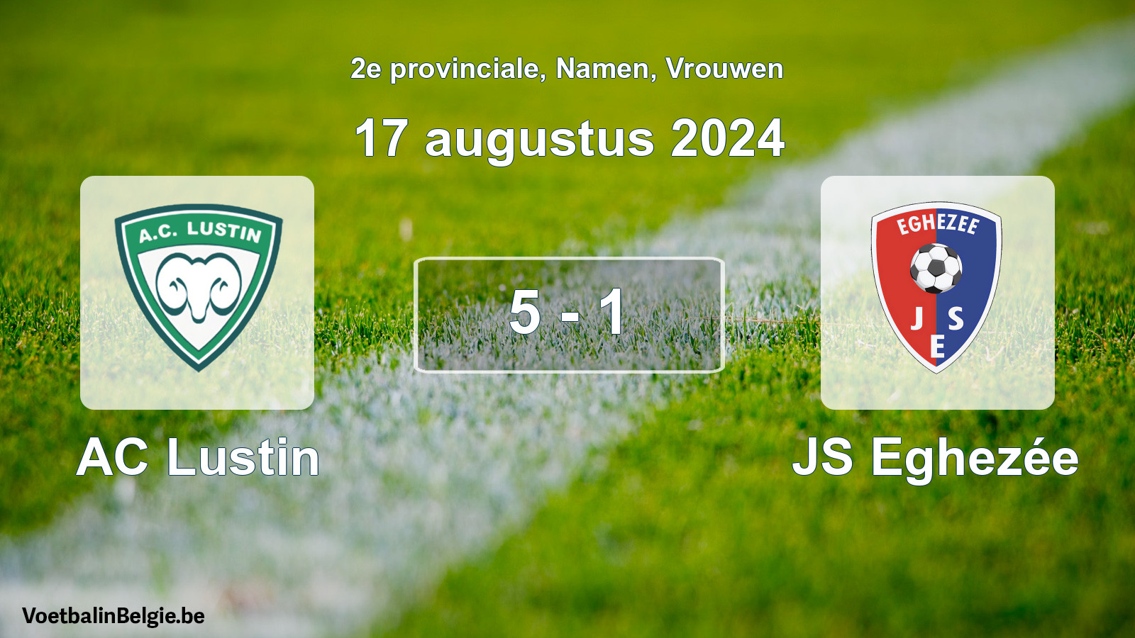 Gespeelde wedstrijd vrouwenvoetbal: AC Lustin - JS Eghezée 5 - 1 (17 augustus 2024)