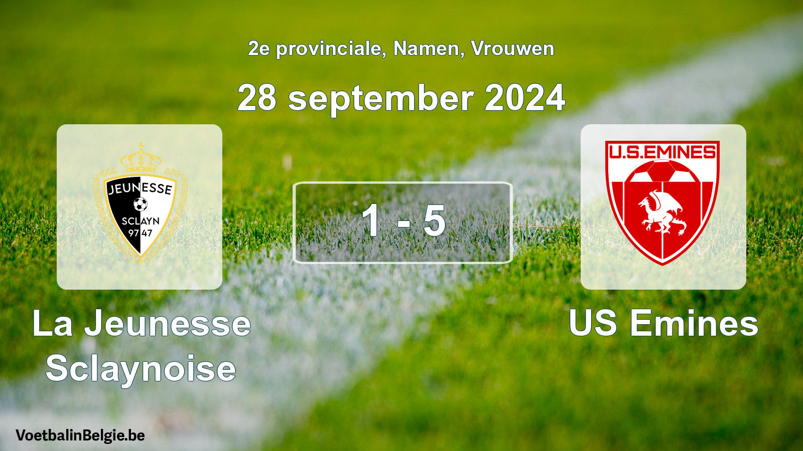 Gespeelde wedstrijd vrouwenvoetbal: La Jeunesse Sclaynoise - US Emines 1 - 5 (28 september 2024)