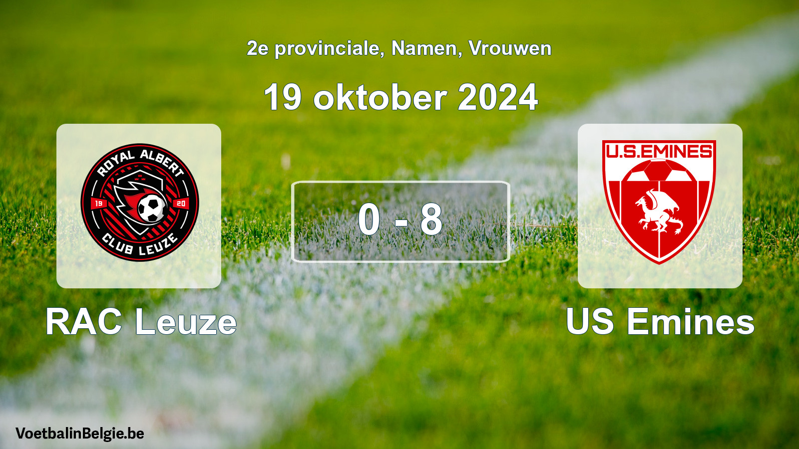 Gespeelde wedstrijd vrouwenvoetbal: RAC Leuze - US Emines 0 - 8 (19 oktober 2024)