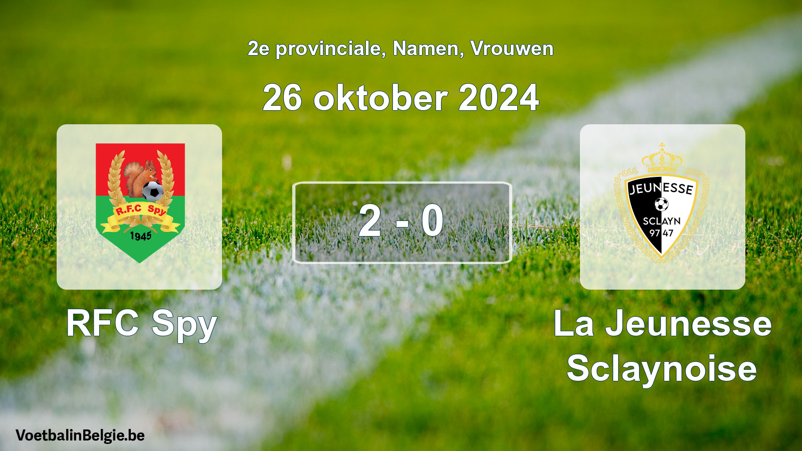 Gespeelde wedstrijd vrouwenvoetbal: RFC Spy - La Jeunesse Sclaynoise 2 - 0 (26 oktober 2024)