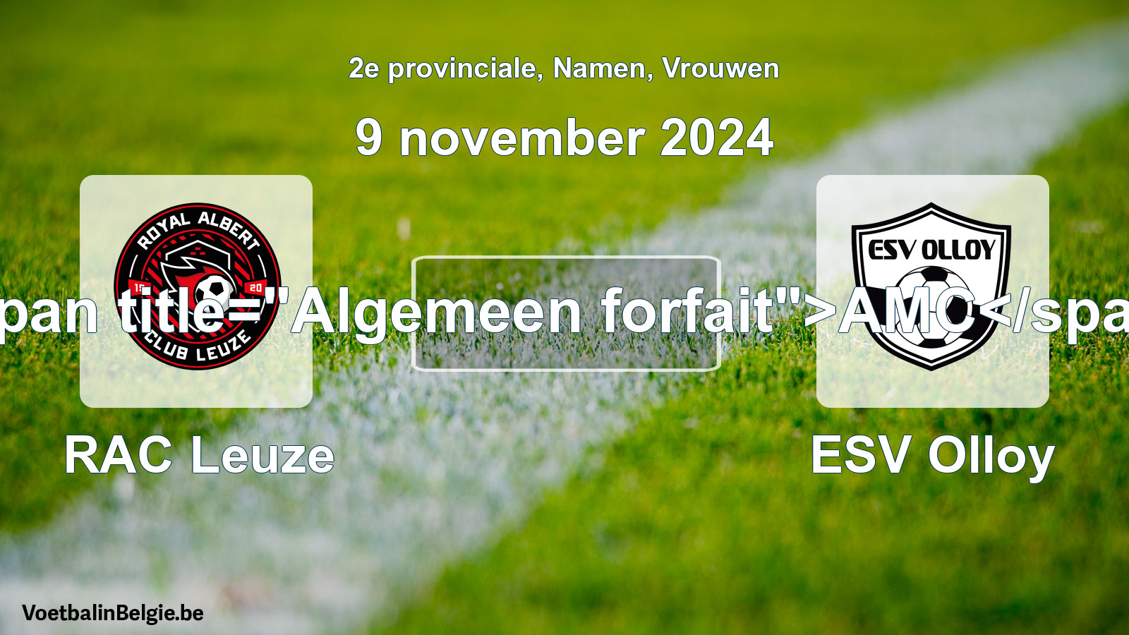 Algemeen forfait: RAC Leuze - ESV Olloy (9 november 2024)