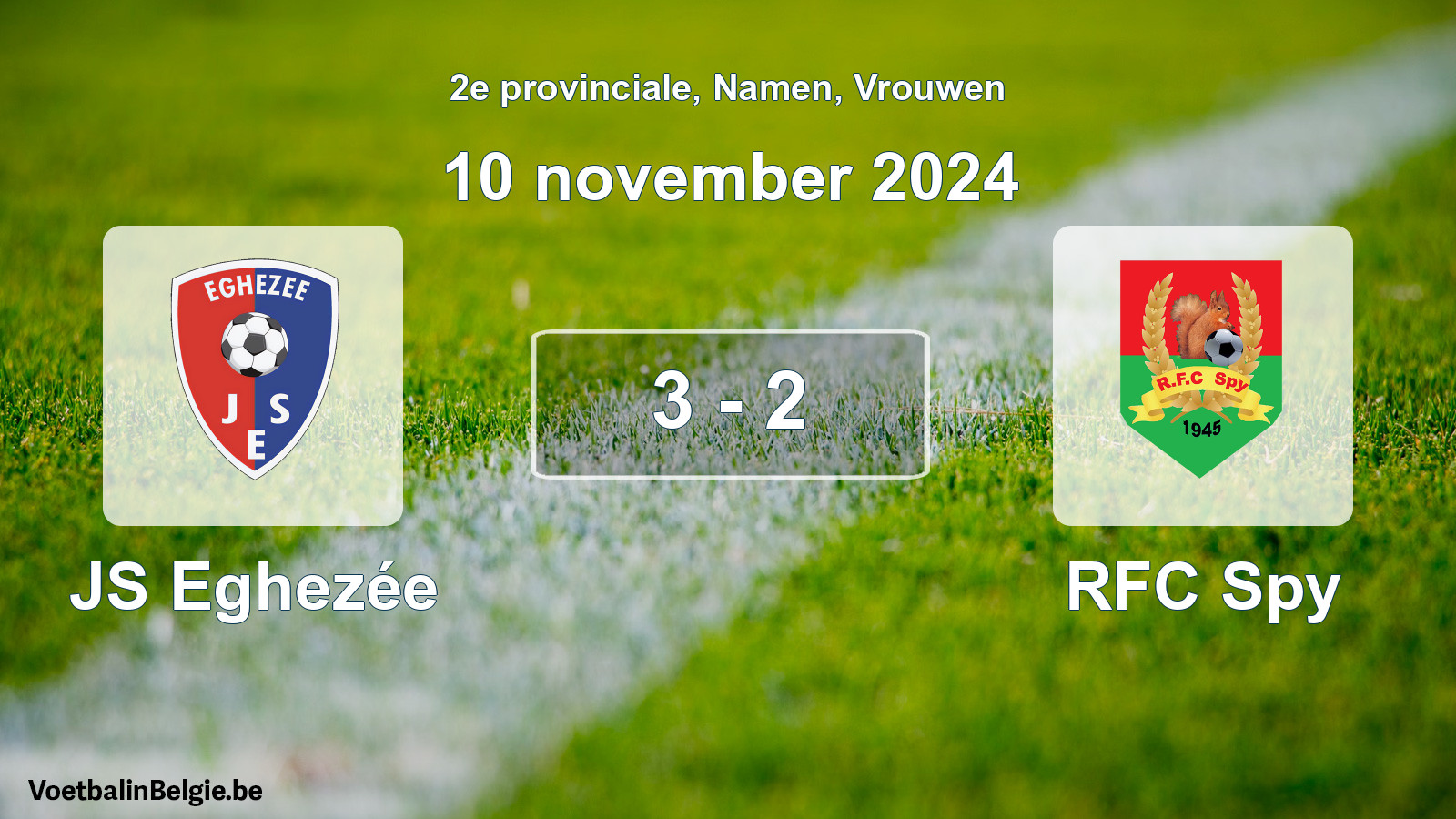 Gespeelde wedstrijd vrouwenvoetbal: JS Eghezée - RFC Spy 3 - 2 (10 november 2024)