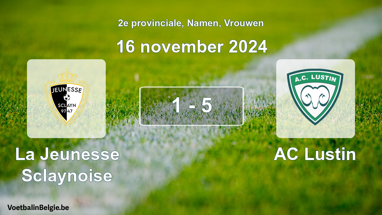 Gespeelde wedstrijd vrouwenvoetbal: La Jeunesse Sclaynoise - AC Lustin 1 - 5 (16 november 2024)