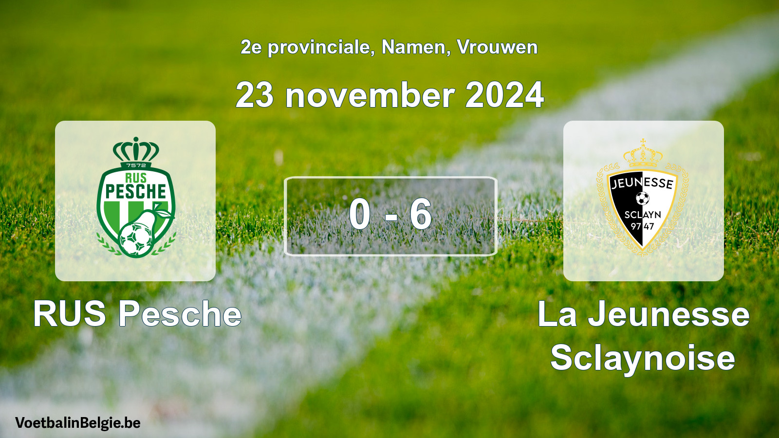 Gespeelde wedstrijd vrouwenvoetbal: RUS Pesche - La Jeunesse Sclaynoise 0 - 6 (23 november 2024)