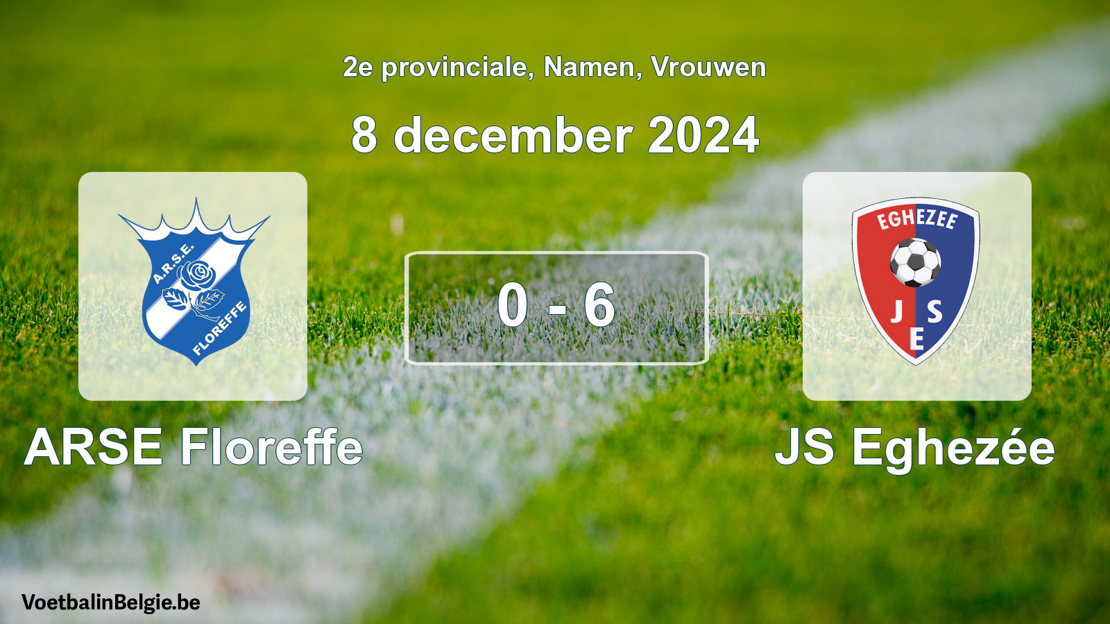 Gespeelde wedstrijd vrouwenvoetbal: ARSE Floreffe - JS Eghezée 0 - 6 (8 december 2024)
