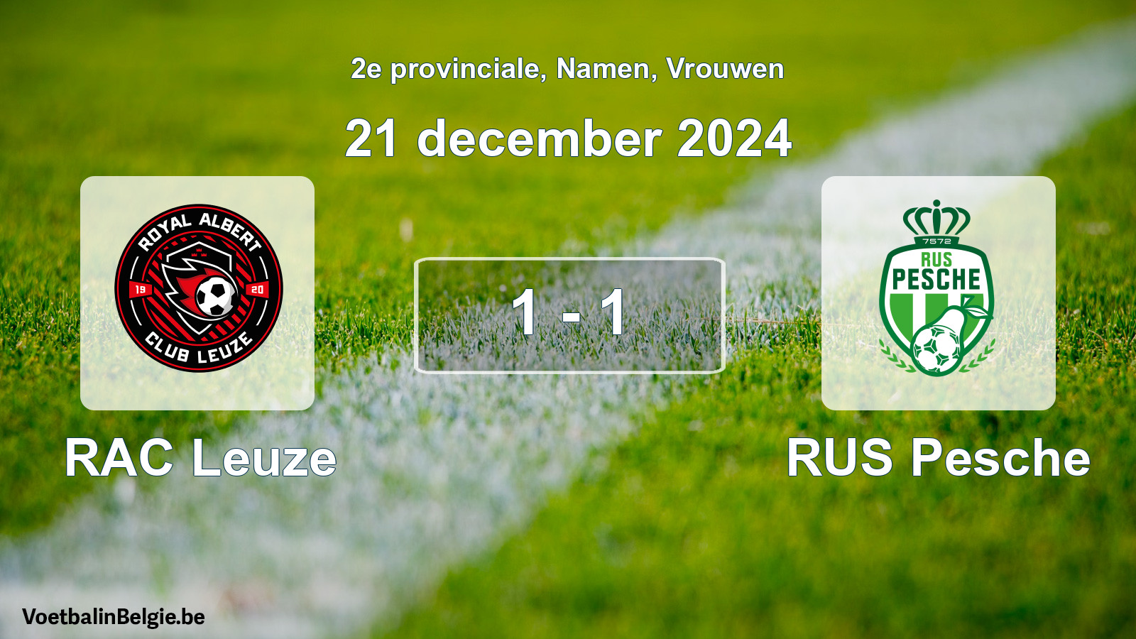 Gespeelde wedstrijd vrouwenvoetbal: RAC Leuze - RUS Pesche 1 - 1 (21 december 2024)