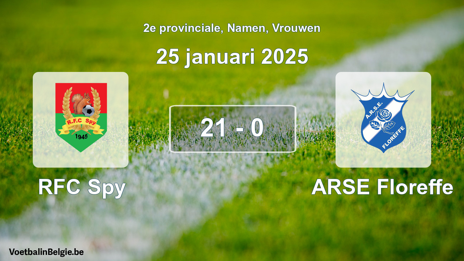 Gespeelde wedstrijd vrouwenvoetbal: RFC Spy - ARSE Floreffe 21 - 0 (25 januari 2025)
