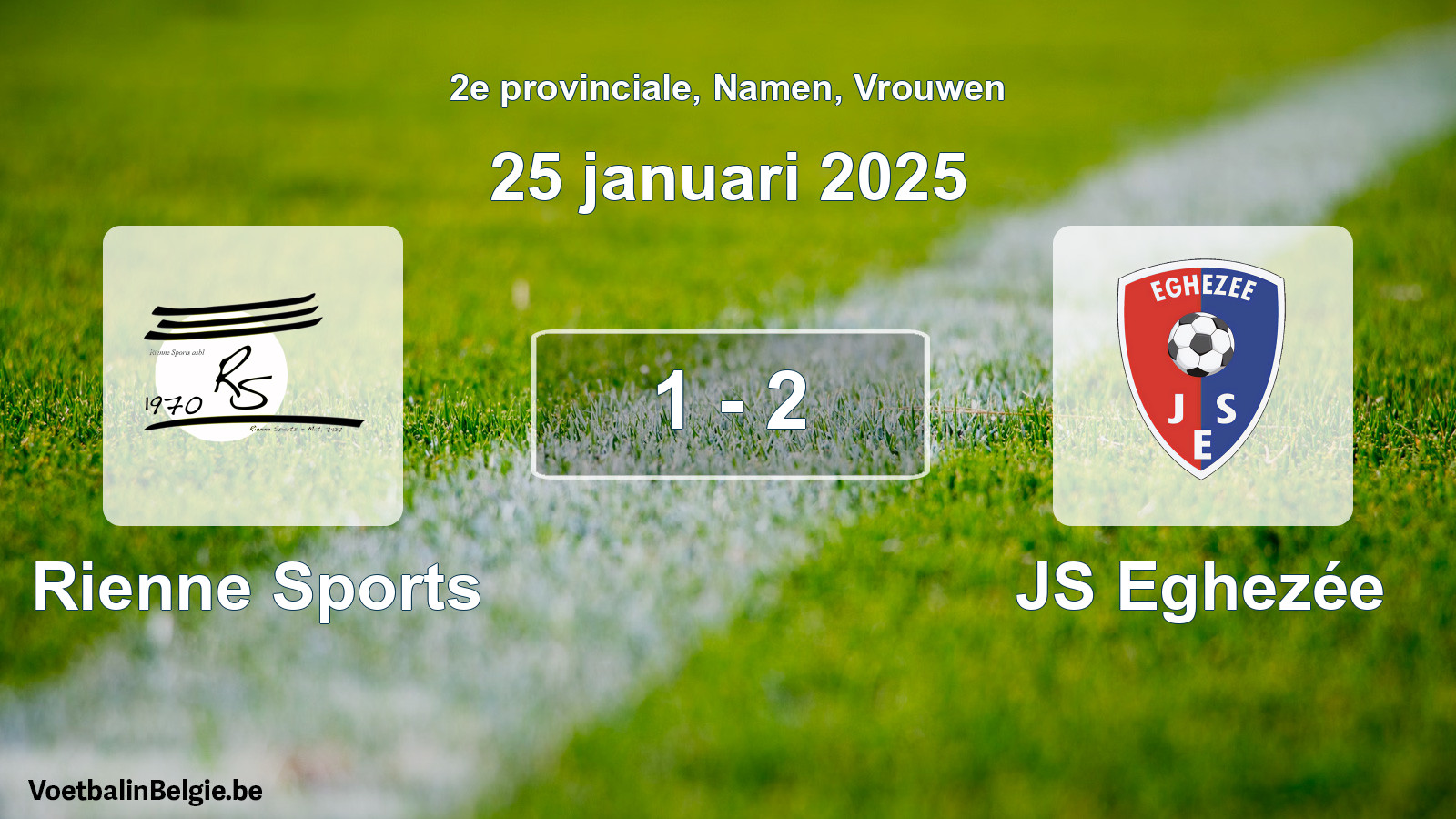 Gespeelde wedstrijd vrouwenvoetbal: Rienne Sports - JS Eghezée 1 - 2 (25 januari 2025)