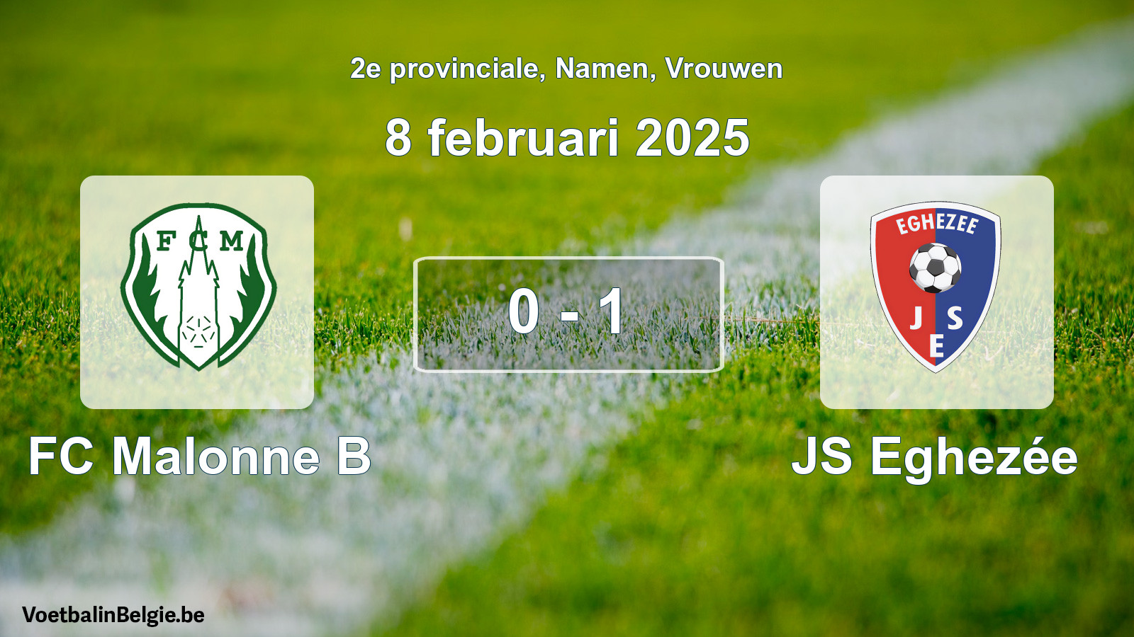 Gespeelde wedstrijd vrouwenvoetbal: FC Malonne B - JS Eghezée 0 - 1 (8 februari 2025)