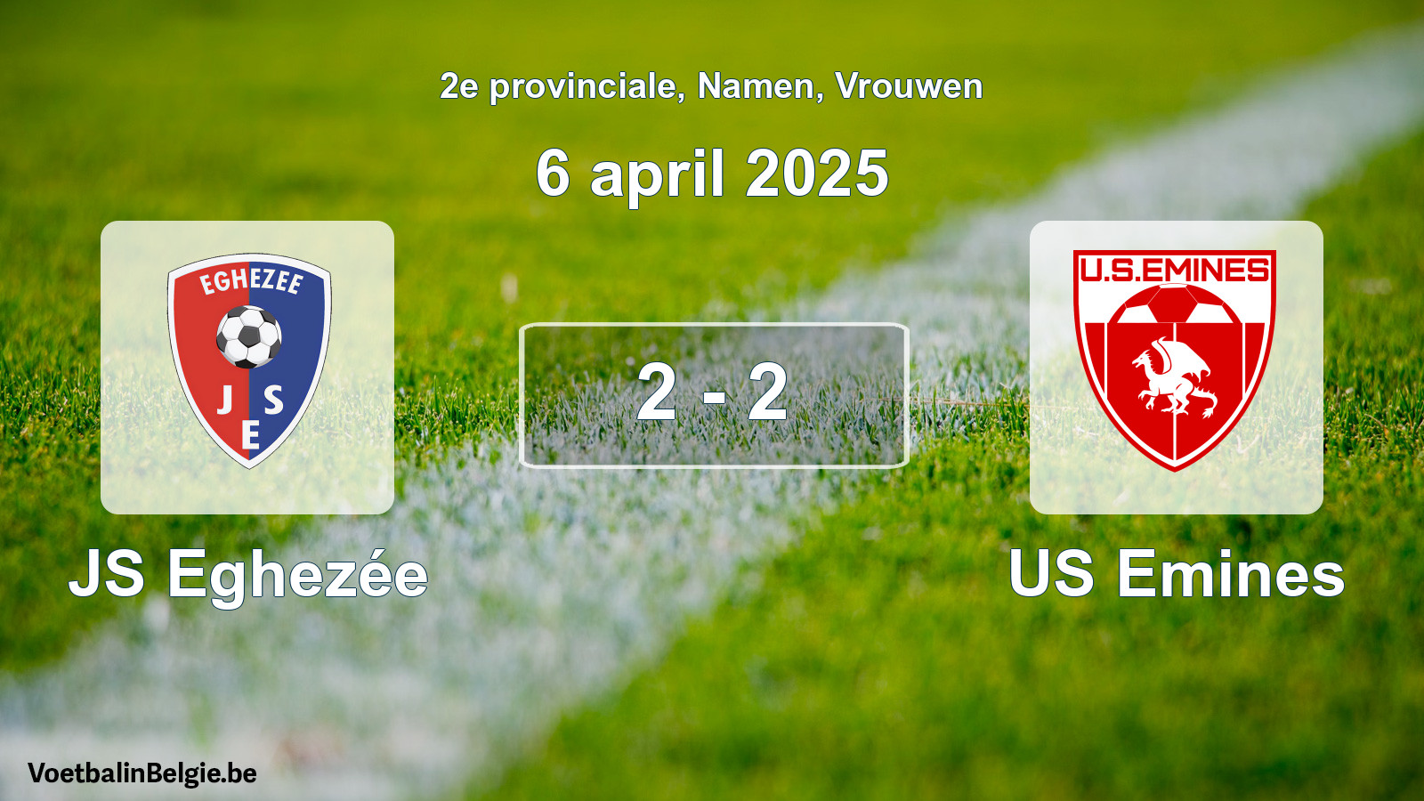 Gespeelde wedstrijd vrouwenvoetbal: JS Eghezée - US Emines 2 - 2 (6 april 2025)