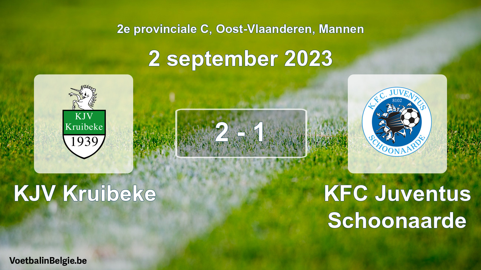 Gespeelde wedstrijd mannenvoetbal: KJV Kruibeke - KFC Juventus Schoonaarde 2 - 1 (2 september 2023)