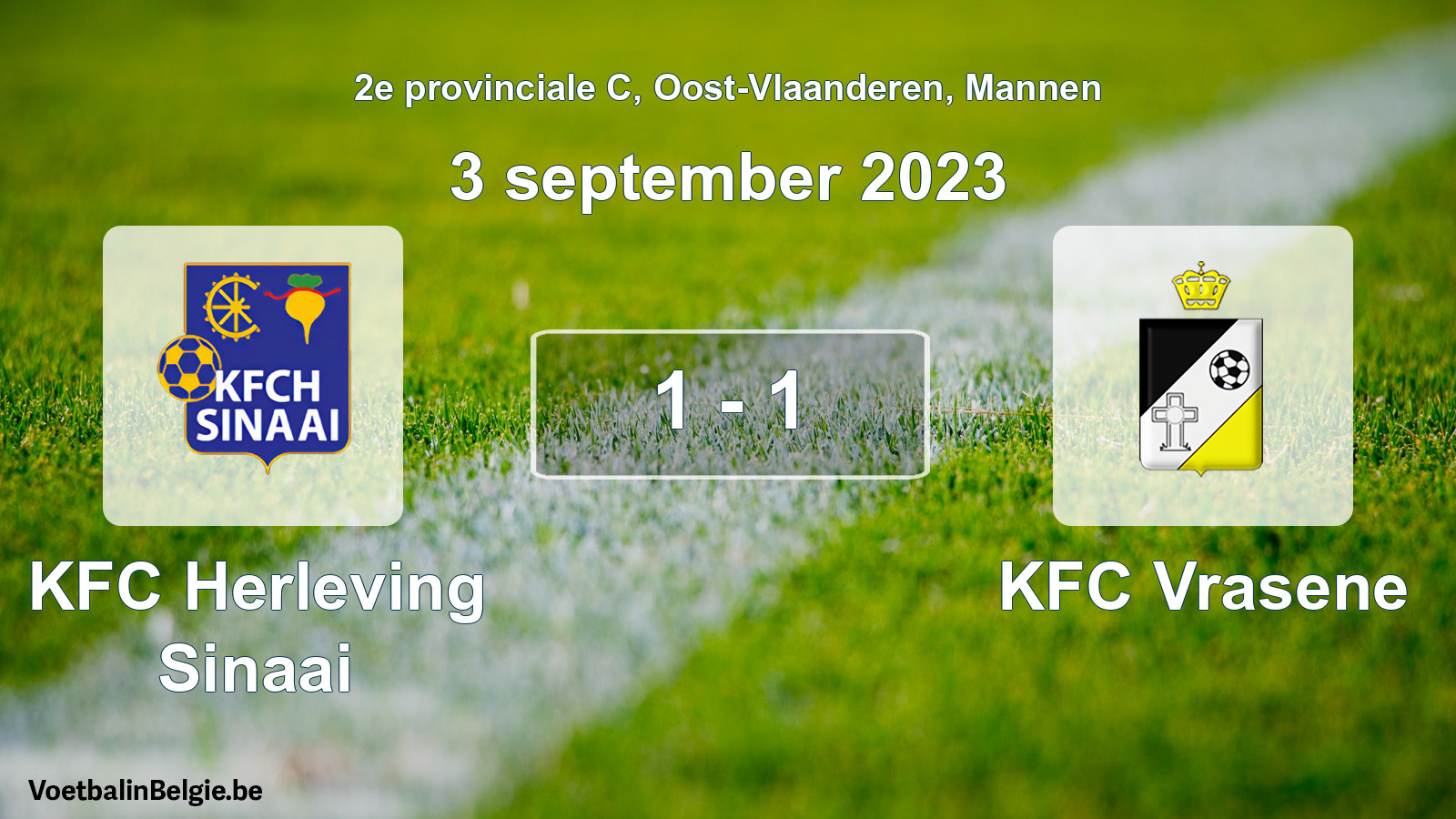 Gespeelde wedstrijd mannenvoetbal: KFC Herleving Sinaai - KFC Vrasene 1 - 1 (3 september 2023)