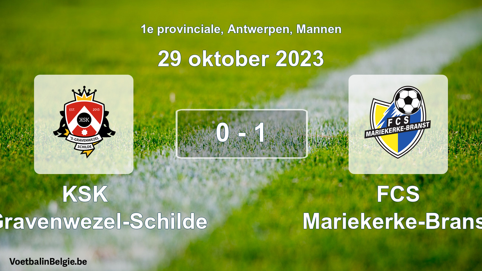 Gespeelde wedstrijd mannenvoetbal: KSK 's-Gravenwezel-Schilde - FCS Mariekerke-Branst 0 - 1 (29 oktober 2023)