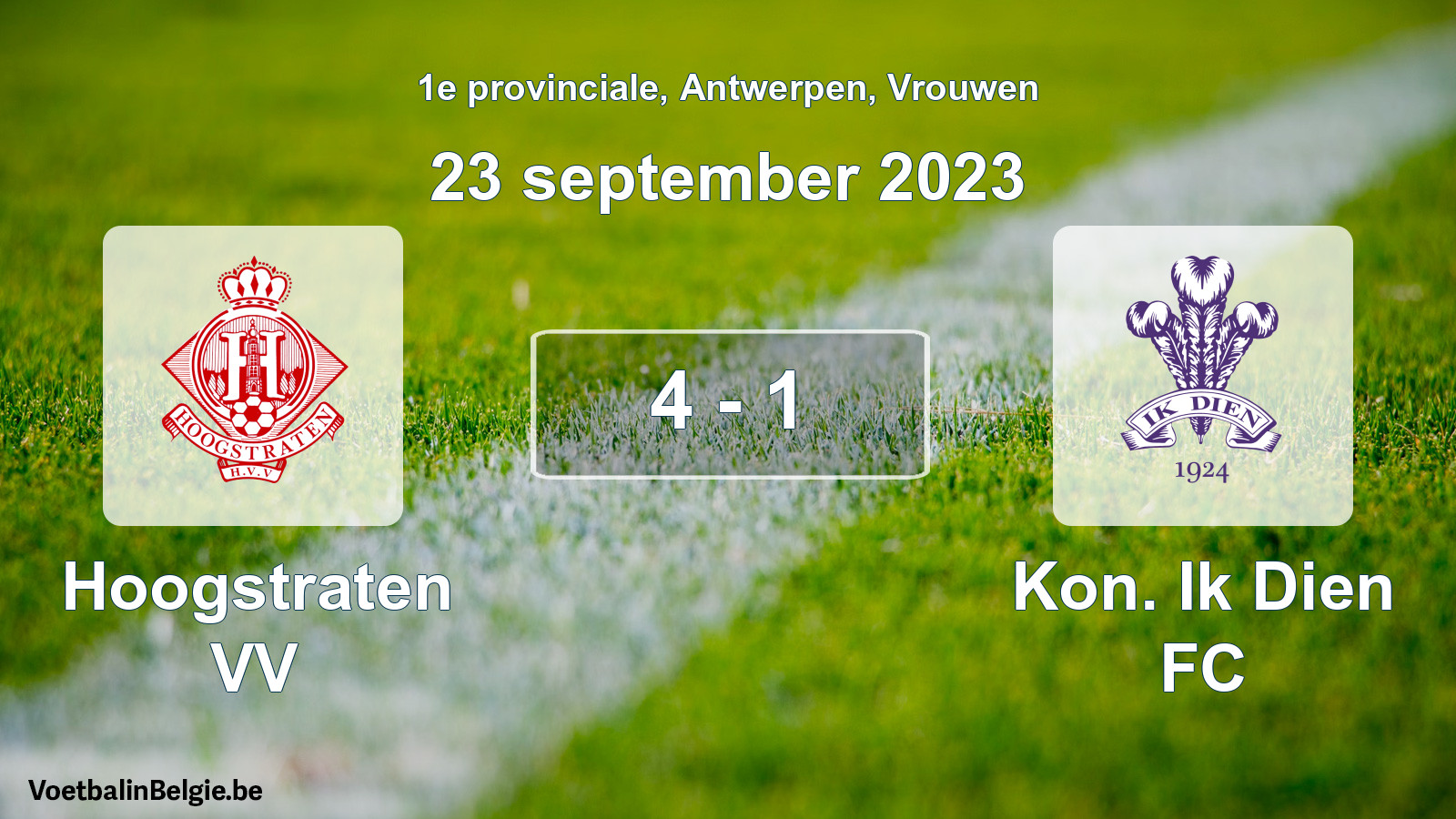 Gespeelde wedstrijd vrouwenvoetbal: Hoogstraten VV - Kon. Ik Dien FC 4 - 1 (23 september 2023)