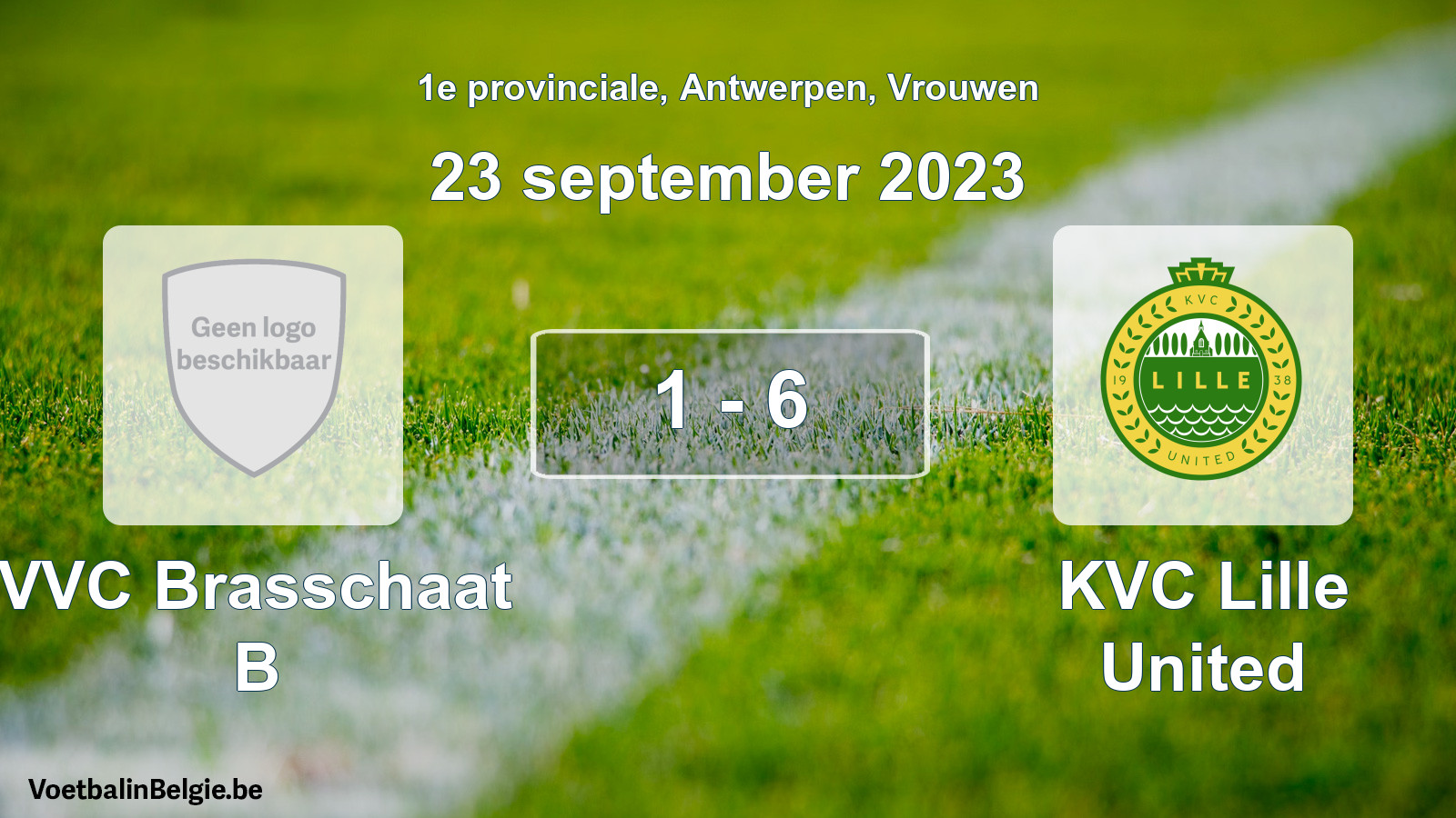 Gespeelde wedstrijd vrouwenvoetbal: VVC Brasschaat B - KVC Lille United 1 - 6 (23 september 2023)
