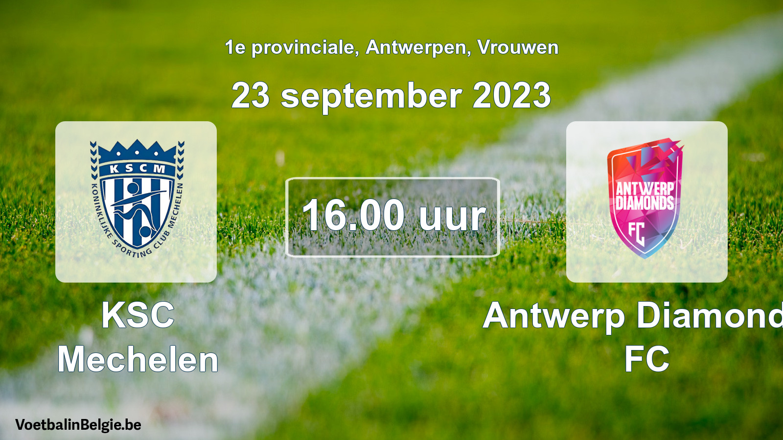 Match prévu football femmes: KSC Mechelen - Antwerp Diamonds FC (23 septembre 2023)