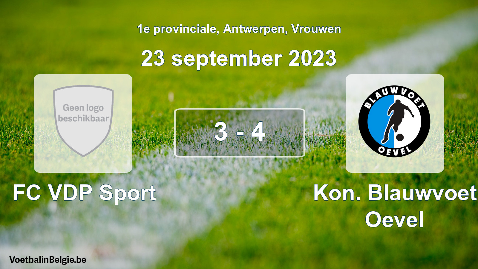 Gespeelde wedstrijd vrouwenvoetbal: FC VDP Sport - Kon. Blauwvoet Oevel 3 - 4 (23 september 2023)