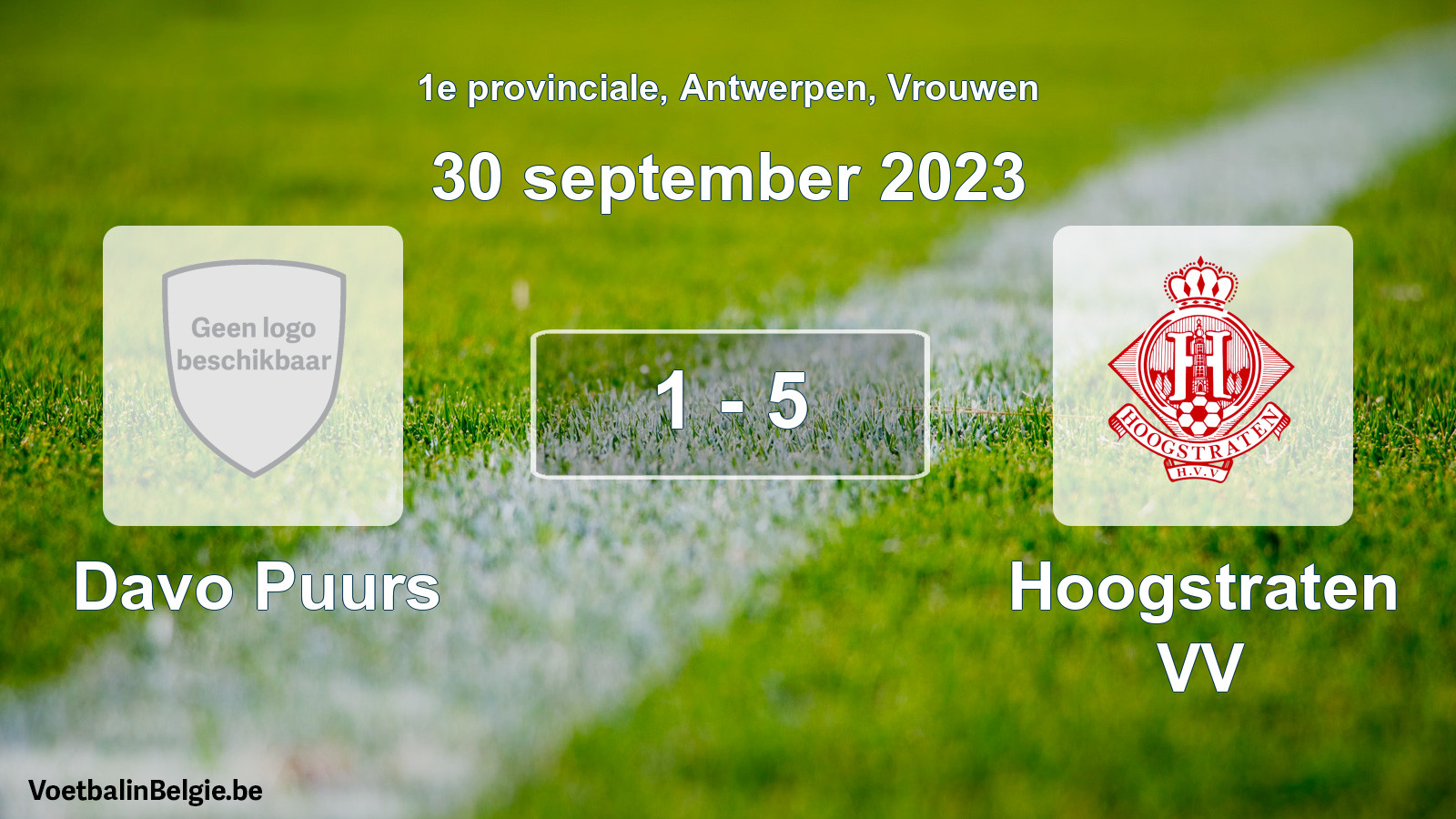 Gespeelde wedstrijd vrouwenvoetbal: Davo Puurs - Hoogstraten VV 1 - 5 (30 september 2023)