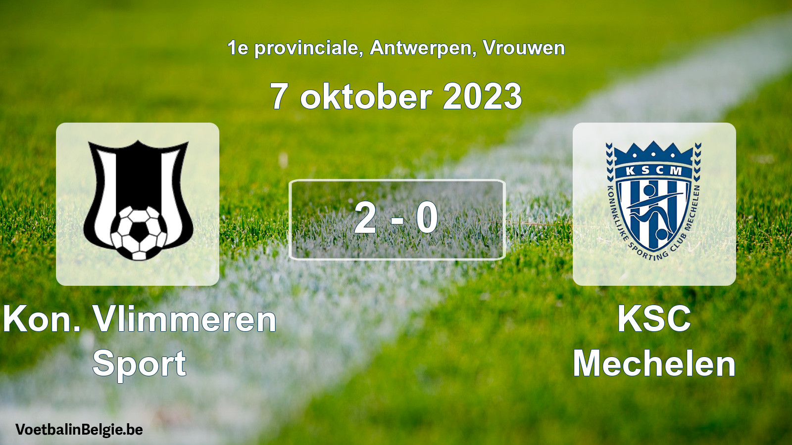Gespeelde wedstrijd vrouwenvoetbal: Kon. Vlimmeren Sport - KSC Mechelen 2 - 0 (7 oktober 2023)