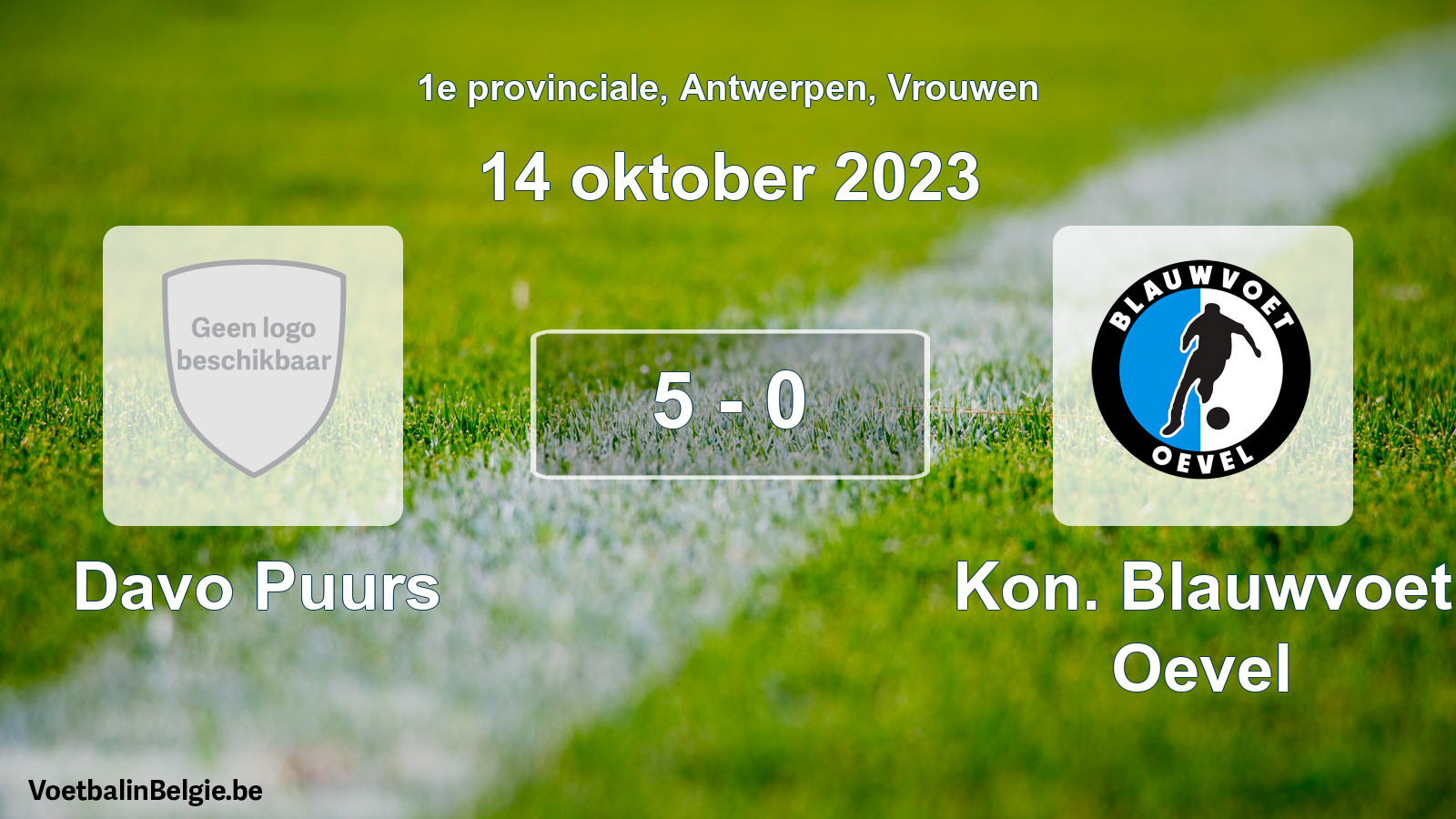 Gespeelde wedstrijd vrouwenvoetbal: Davo Puurs - Kon. Blauwvoet Oevel 5 - 0 (14 oktober 2023)